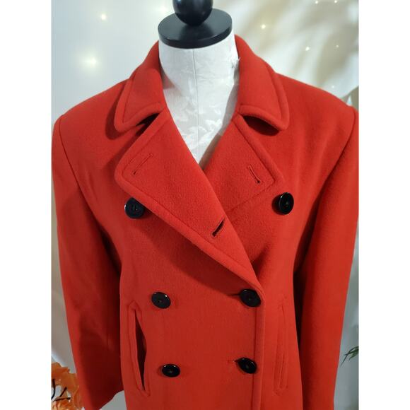 Vtg Lauren Ralph Lauren Womens Wool Cashmere Double Breasted Peacoat Size 8 Red - Picture 5 of 13